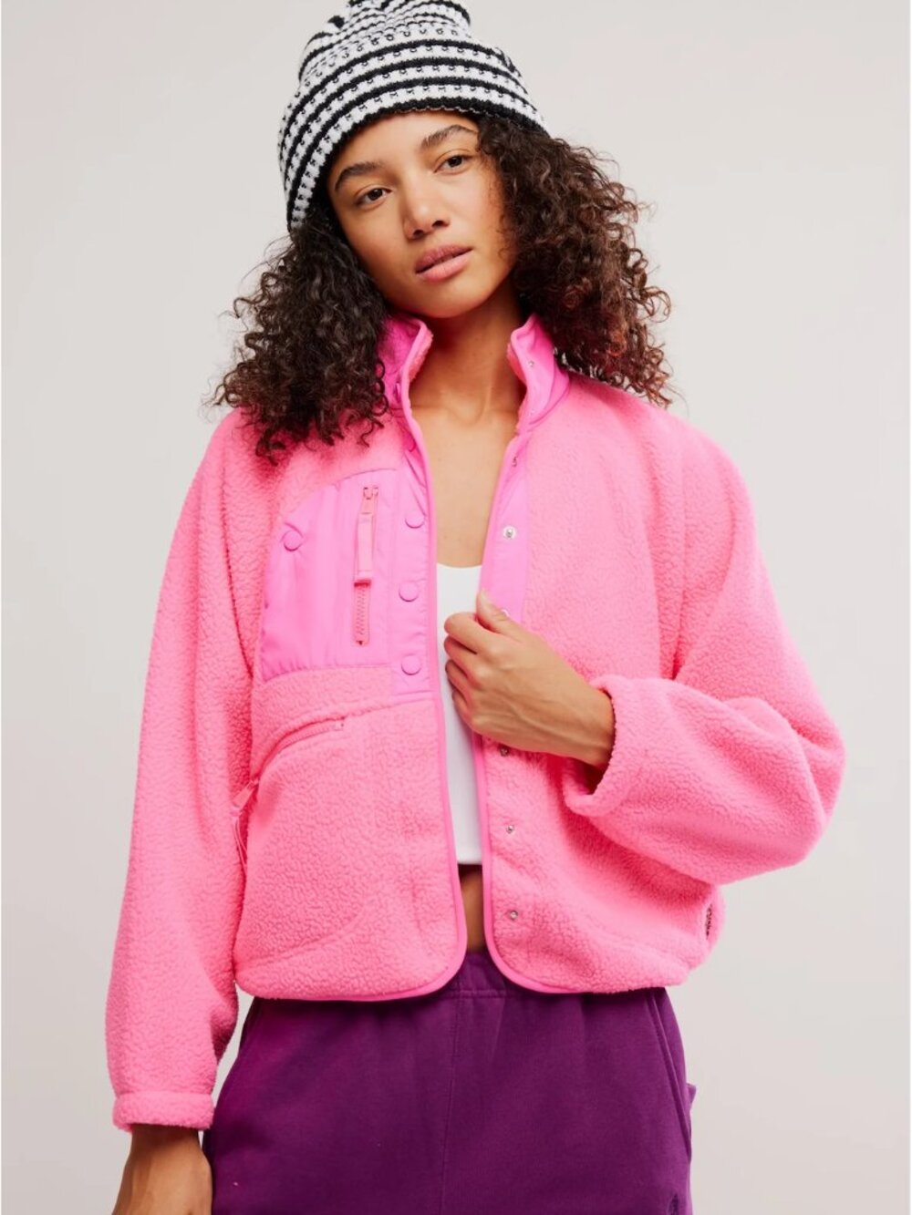 NWT Hit The Slopes Fleece Jacket | Free People (Color: Hot Pink)